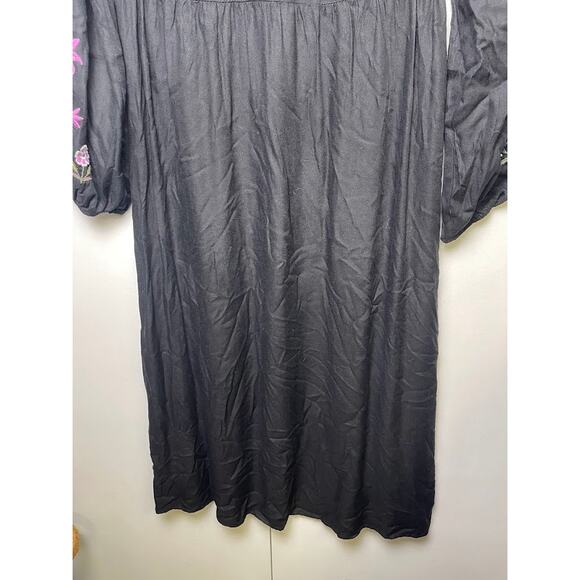 Old Navy Dark Floral Embroidered Midi Dress Sz S Baloon Sleeve Fairy Whimsical - Picture 4 of 15